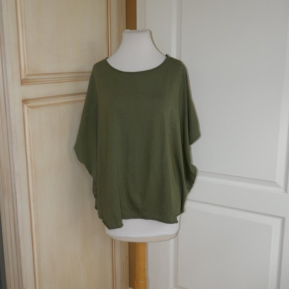 Frank & Eileen Soft Jersey Capelet Rare Army Green O/S New